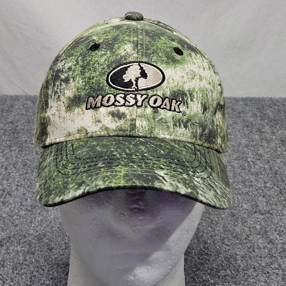 Mossy Oak Hat Green Camo Hunting Cap Embroidered Logo Strapback Outdoor Utility